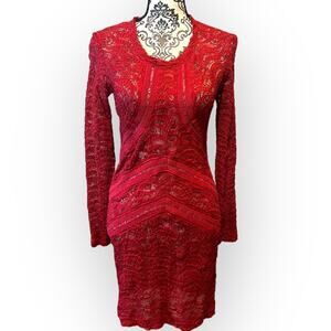 IRO Joos Lace Mini Bodycon Dress size 36 Small Red